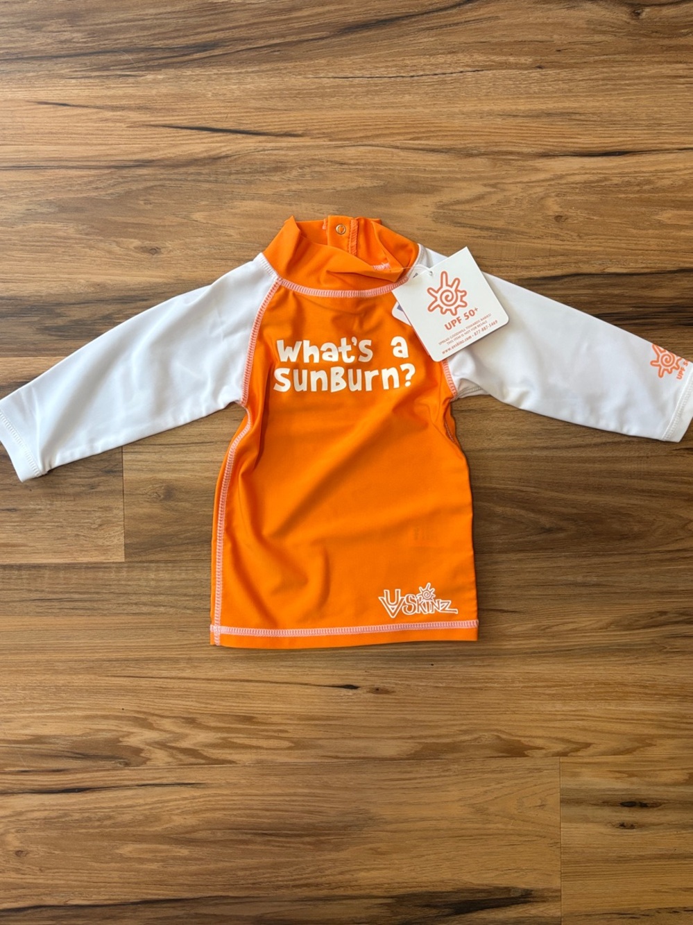 Kids Long-Sleeve Orange & White Rash Guard - UPF Sun Shirt